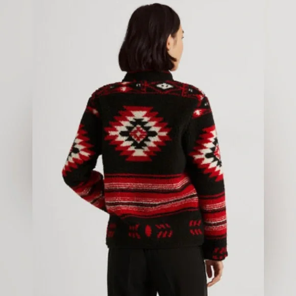 Lauren Ralph Lauren- Jacquard Faux Sherling Jacket- Size XS